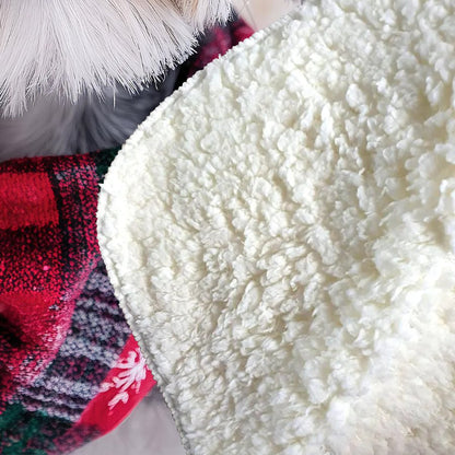 Snowy Christmas Dandie Dismount Terrier Sherpa Blanket