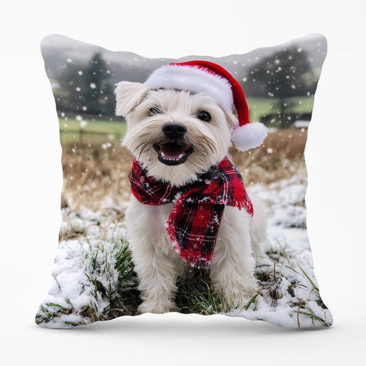 Christmas Dandie Dismount Terrier Cushion