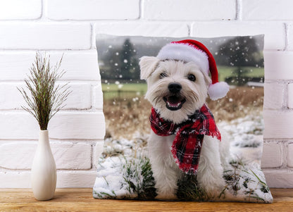 Christmas Dandie Dismount Terrier Cushion