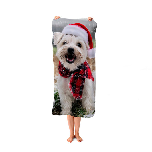 Christmas Dandie Dismount Terrier Beach Towel