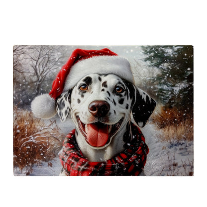 Christmas Dalmatian Glass Chopping Board