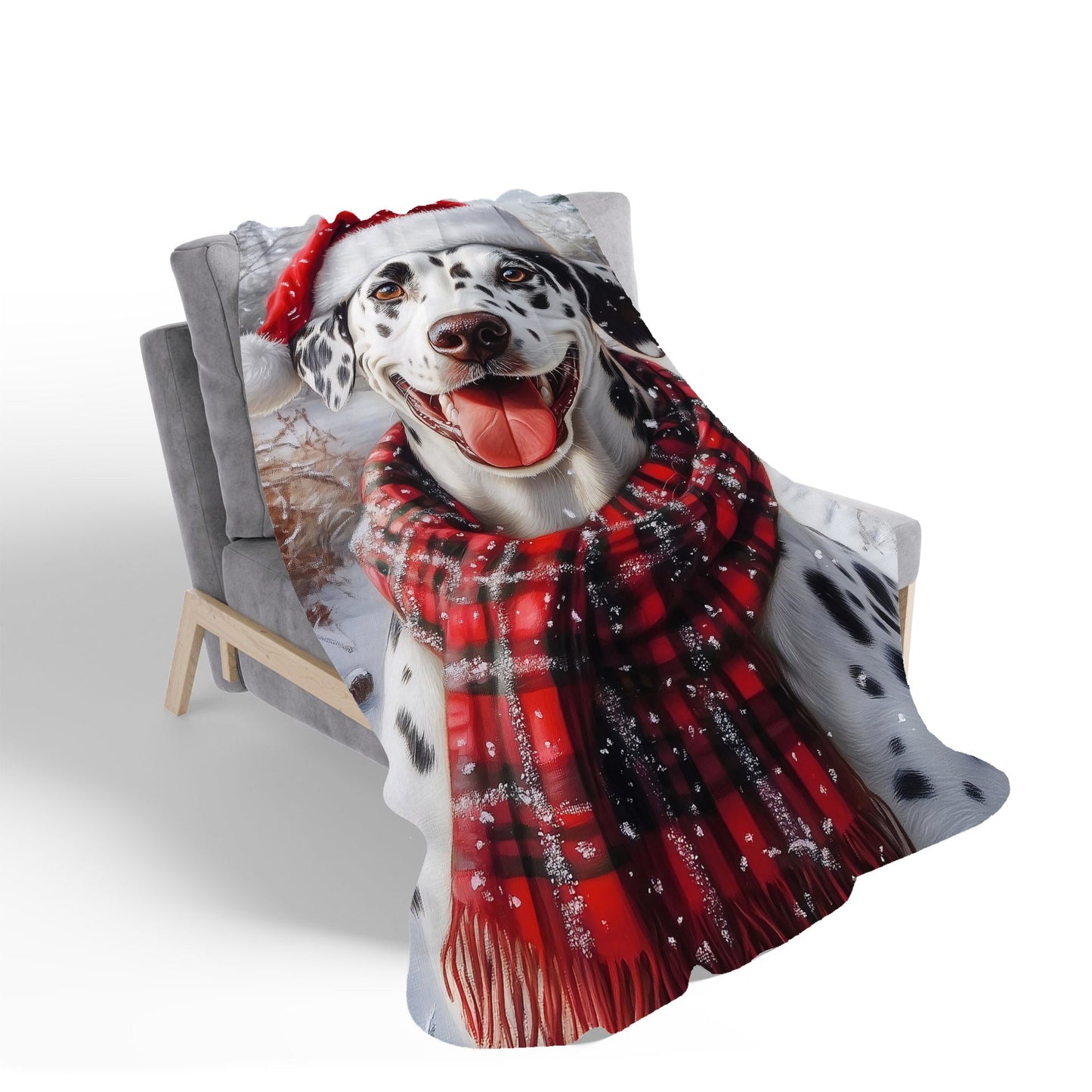 Christmas Dalmatian Sherpa Blanket