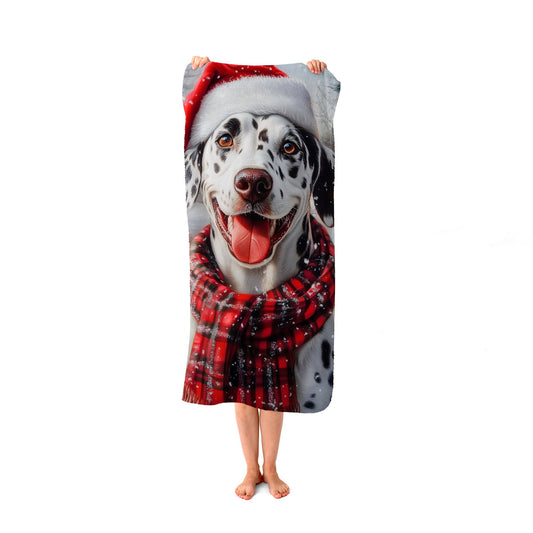 Christmas Dalmatian Beach Towel