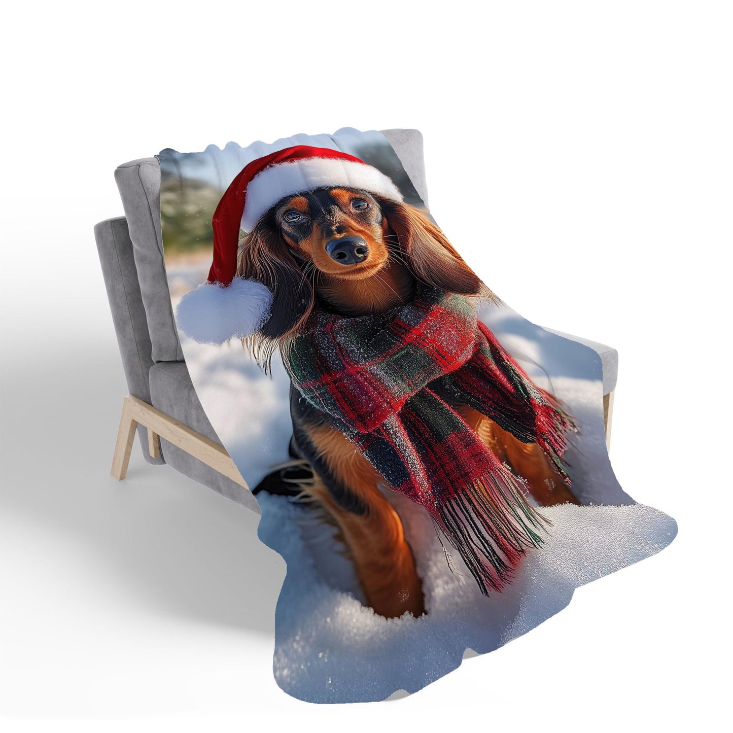 Christmas Dachshund Sherpa Blanket