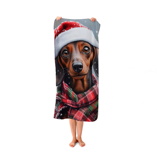 Christmas Dachschund Beach Towel
