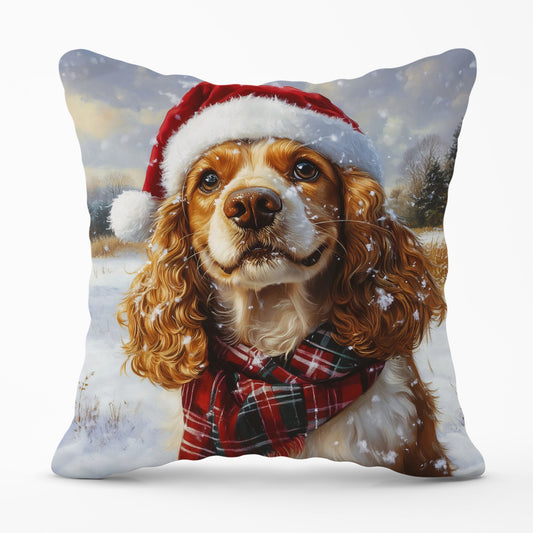 Snowy Christmas Cocker Spaniel Cushion
