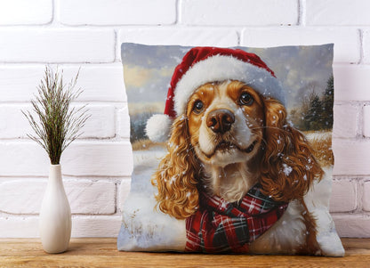 Snowy Christmas Cocker Spaniel Cushion