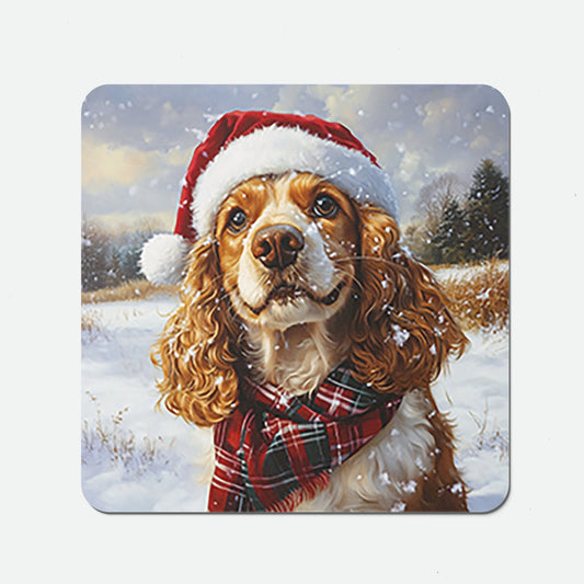 Snowy Christmas Cocker Spaniel Coasters