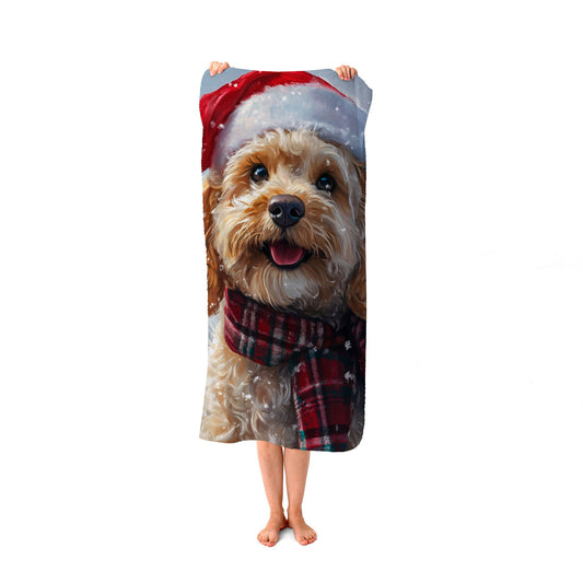 Christmas Cockapoo Beach Towel