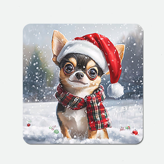 Snowy Christmas Chihuahua Coasters