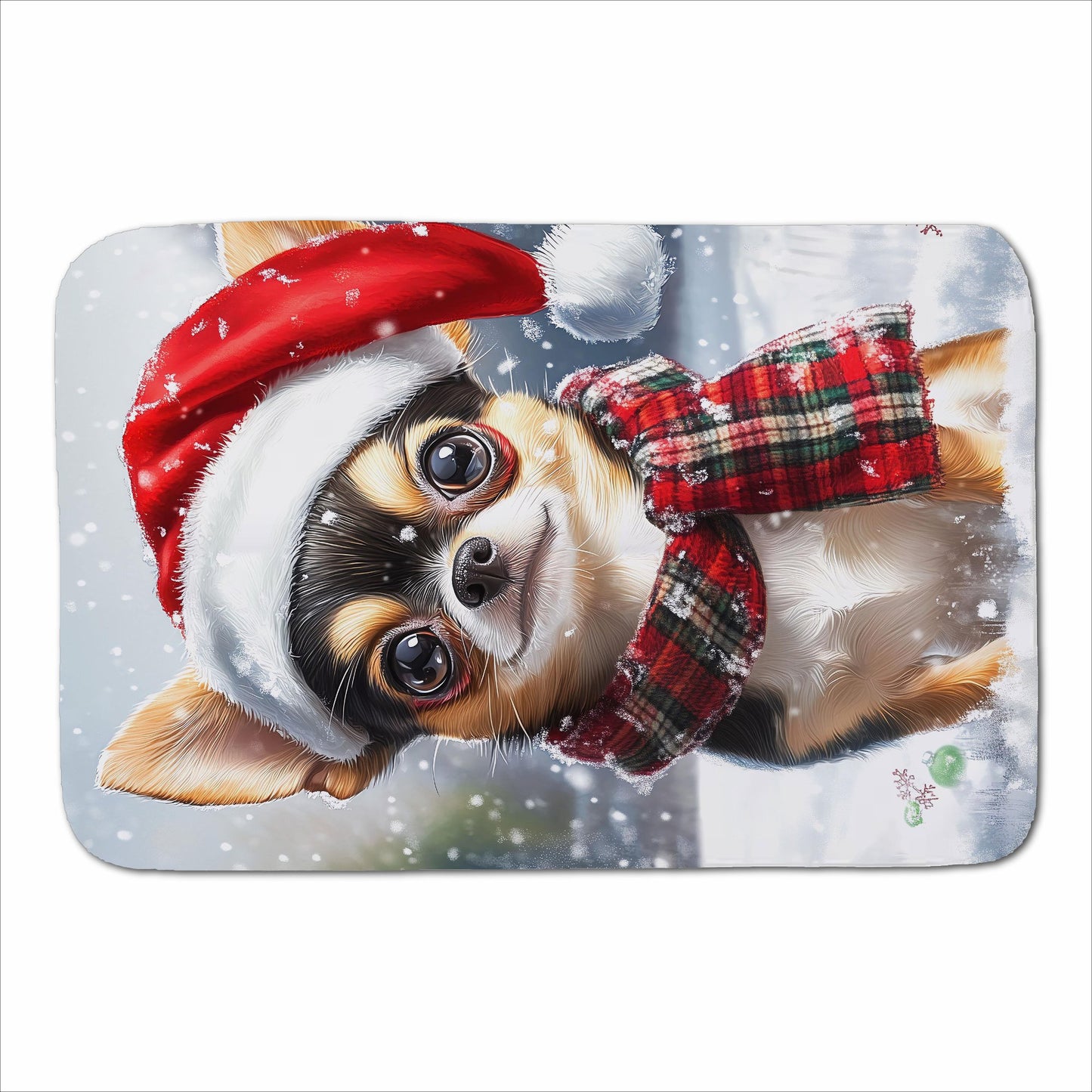Snowy Christmas Chihuahua Sherpa Blanket