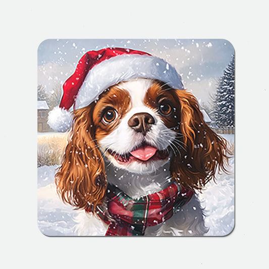 Snowy Christmas Cavalier King Charles Spaniel Coasters