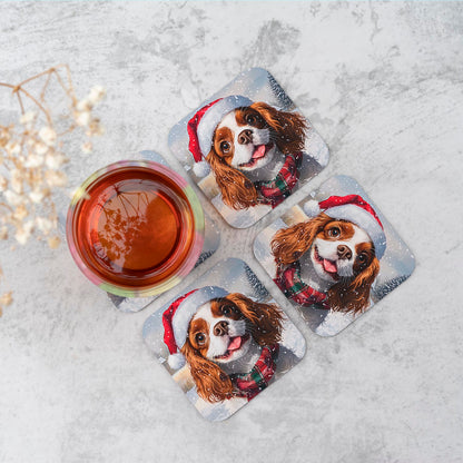 Snowy Christmas Cavalier King Charles Spaniel Coasters