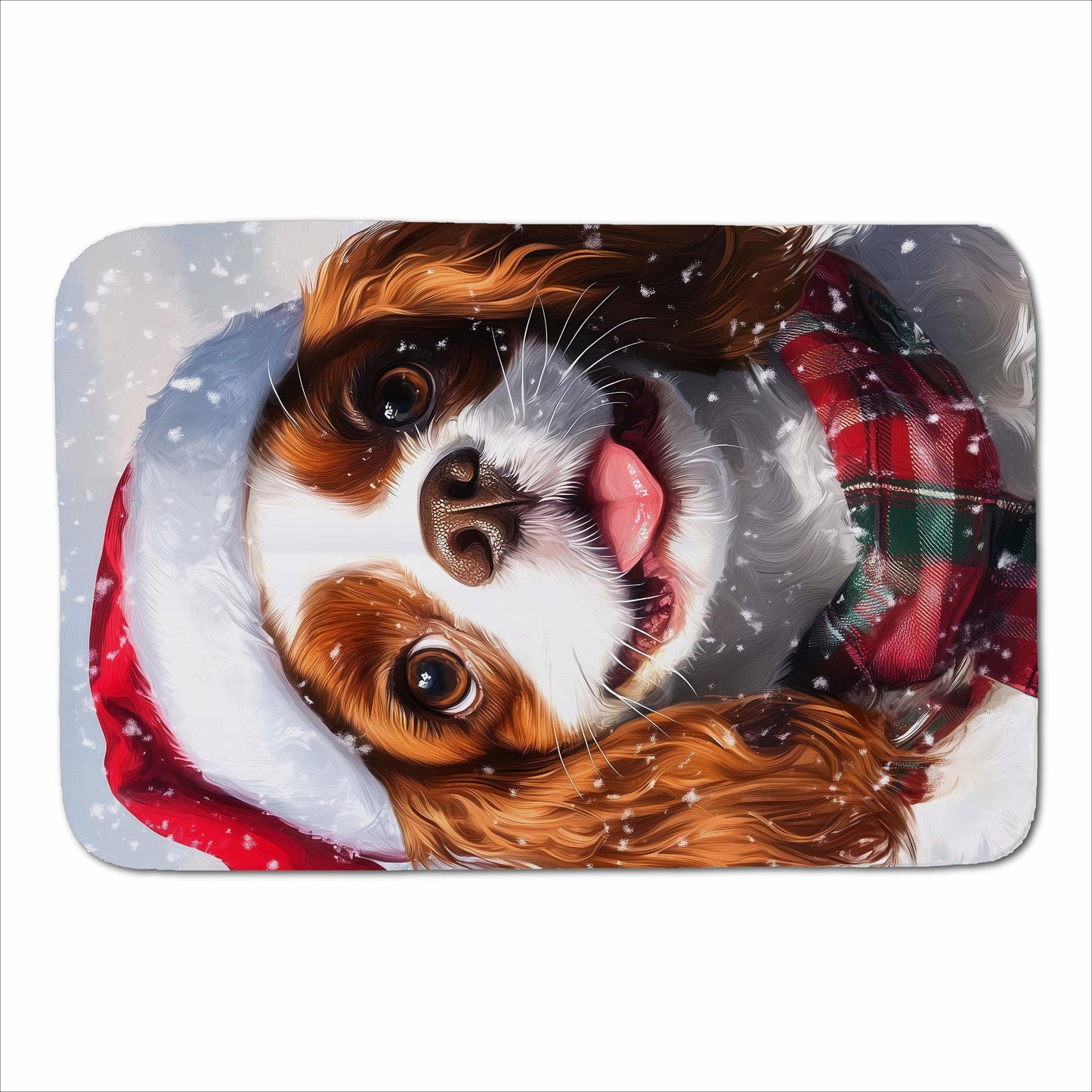 Snowy Christmas Cavalier King Charles Spaniel Sherpa Blanket