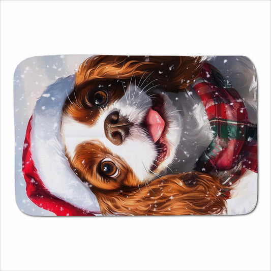 Snowy Christmas Cavalier King Charles Spaniel Sherpa Blanket