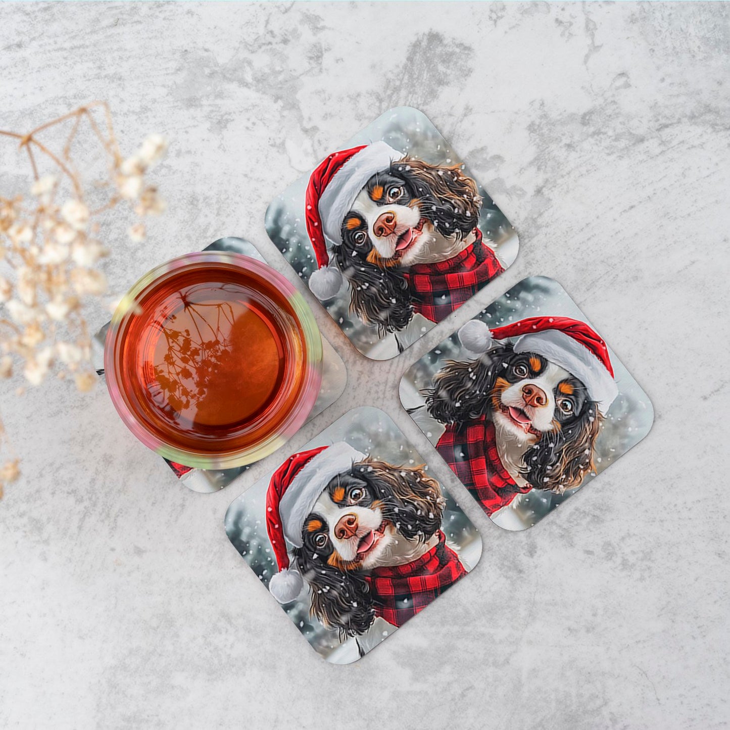 Christmas Cavalier King Charles Spaniel Coasters