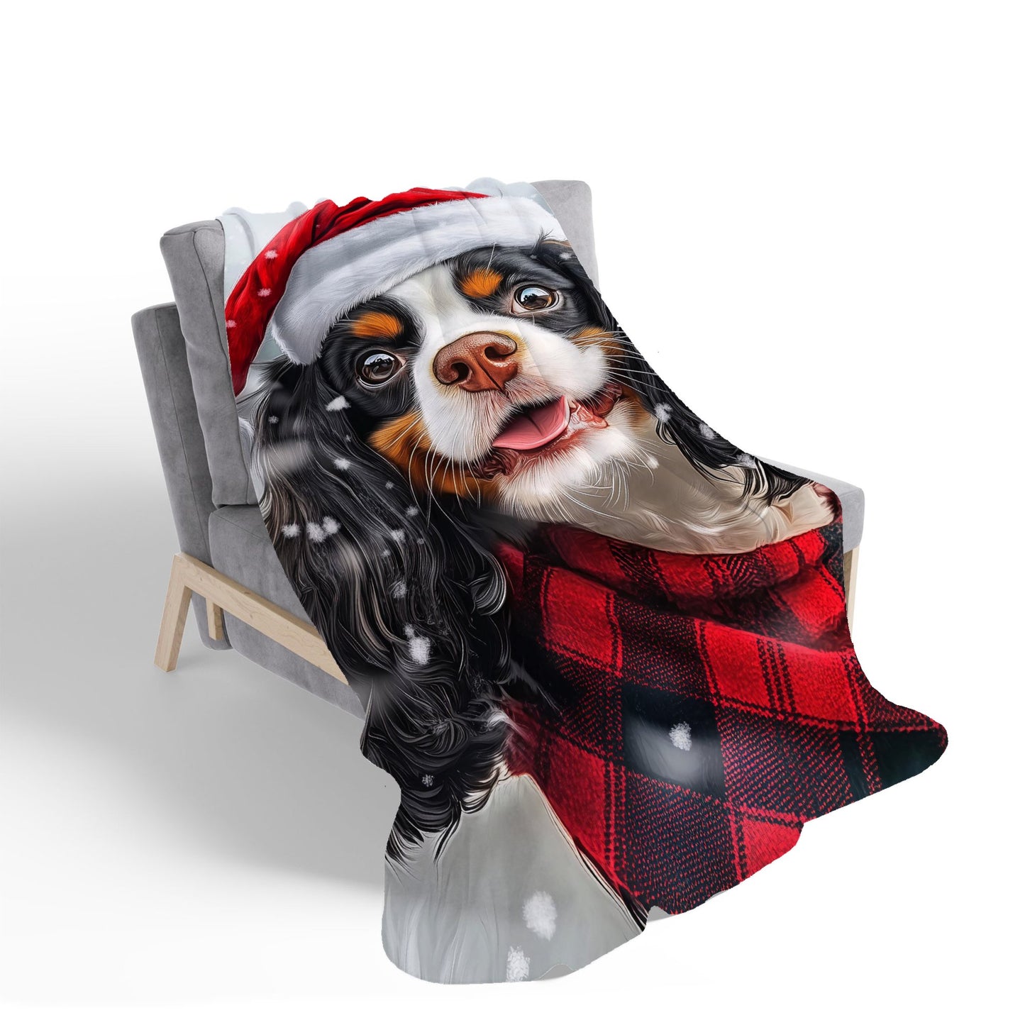 Christmas Cavalier King Charles Spaniel Sherpa Blanket