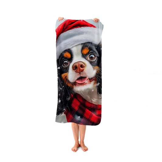 Christmas Cavalier King Charles Spaniel Beach Towel