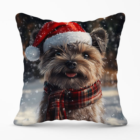 Snowy Christmas Cairn Terrier Cushion