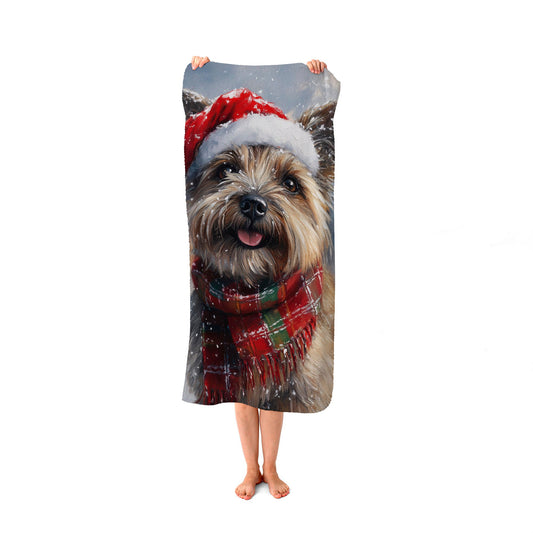 Christmas Cairn Terrier Beach Towel