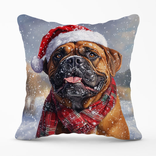 Christmas Bullmastiff Cushion