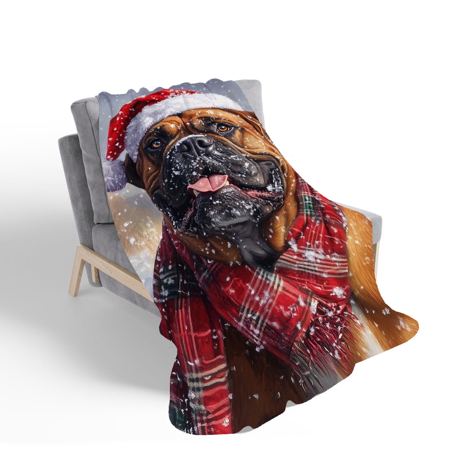 Christmas Bullmastiff Sherpa Blanket