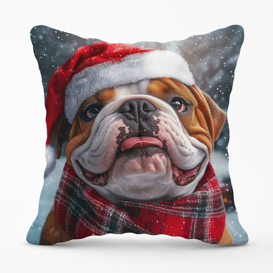 Snowy Christmas Bulldog Cushion