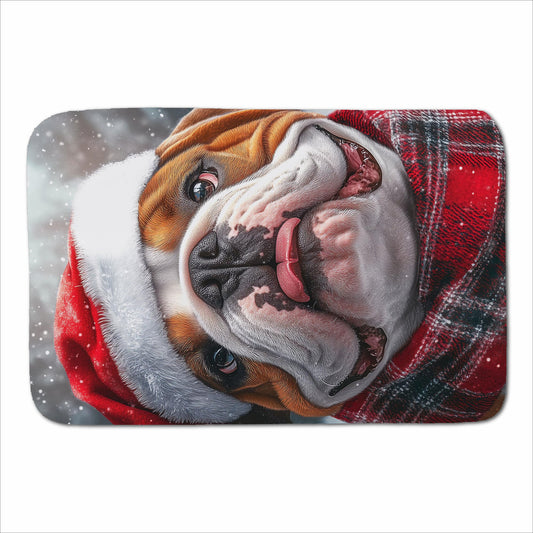 Snowy Christmas Bulldog Sherpa Blanket