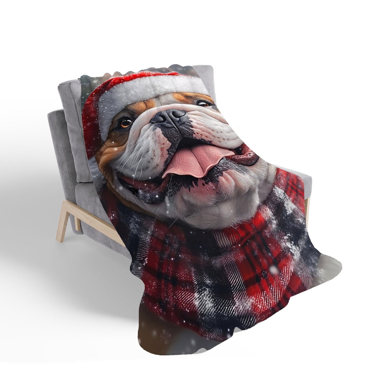 Christmas Bulldog Sherpa Blanket