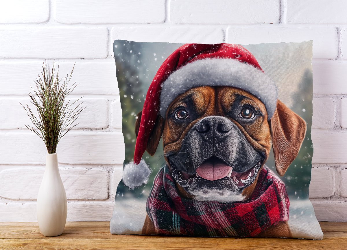 Christmas Boxer Dog Cushion