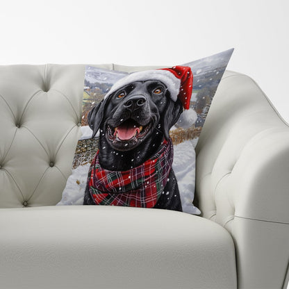 Christmas Black Labrador Cushion