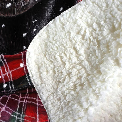 Christmas Black Labrador Sherpa Blanket