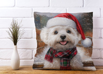 Snowy Christmas Bischon Frise Cushion