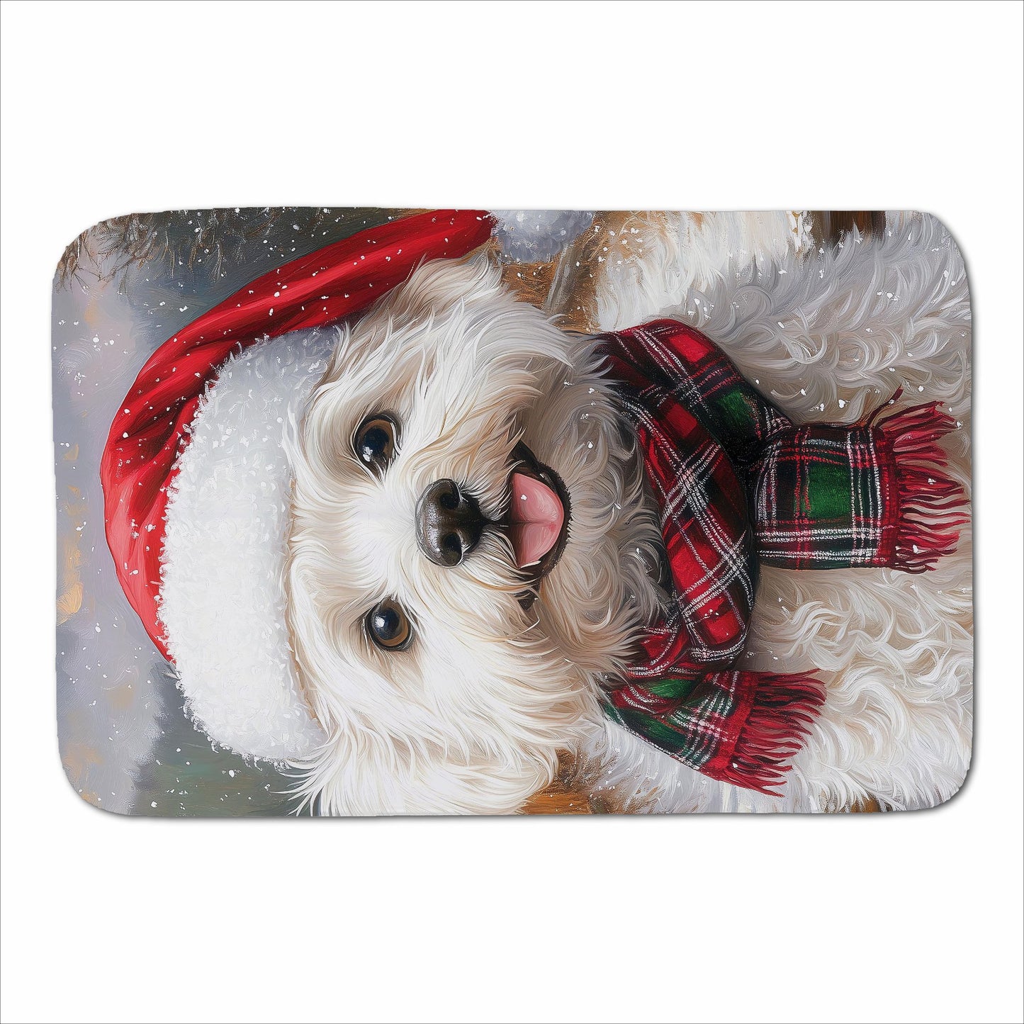Snowy Christmas Bischon Frise Sherpa Blanket