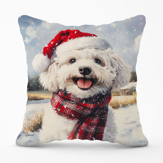 Christmas Bischon Frise Cushion