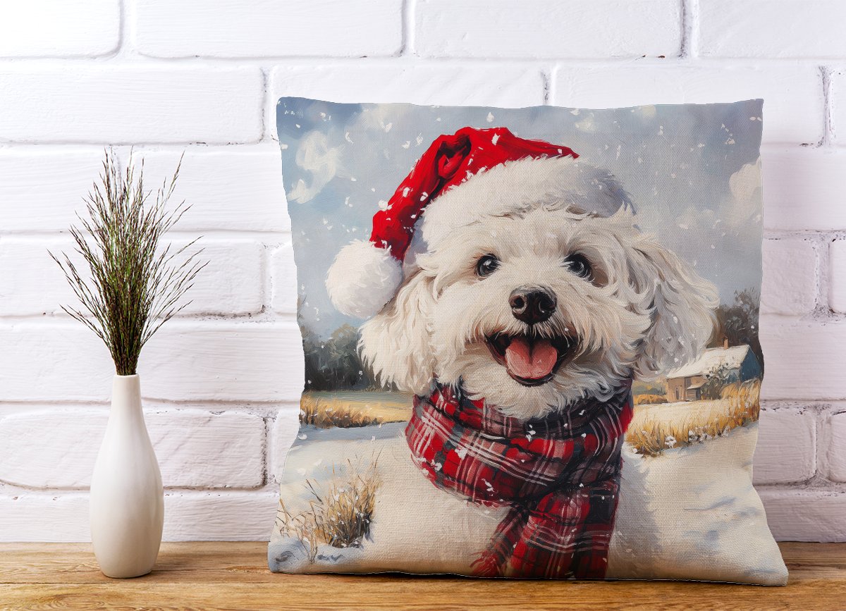 Christmas Bischon Frise Cushion
