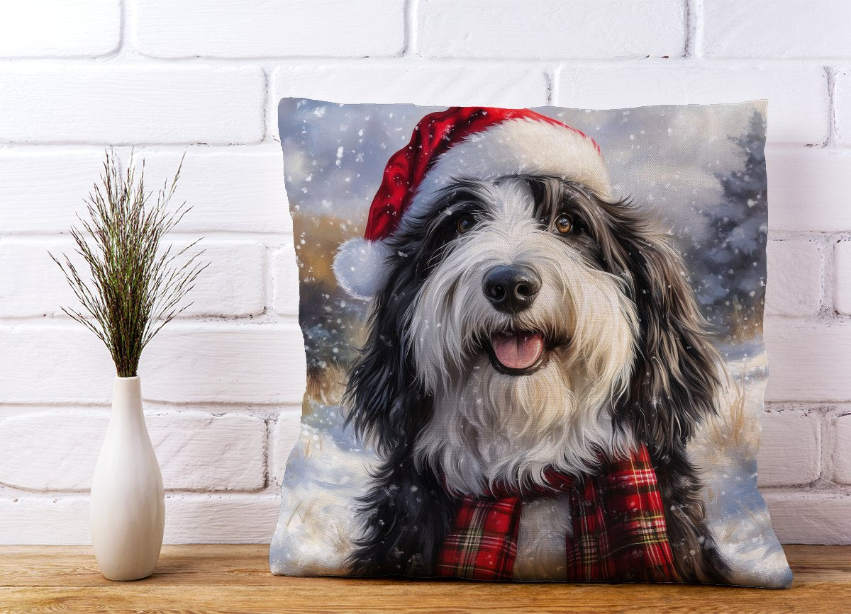 Christmas Bearded Collie Cushion