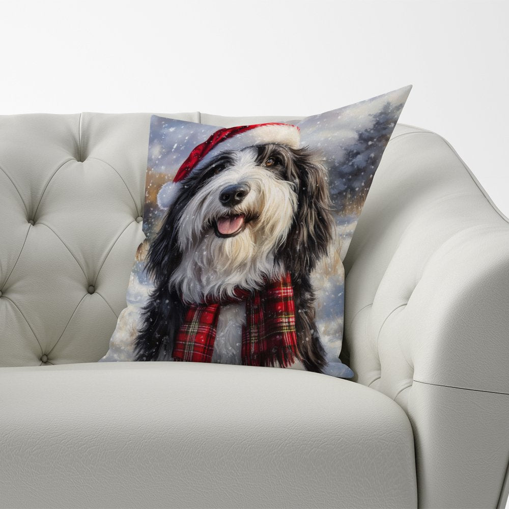 Christmas Bearded Collie Cushion
