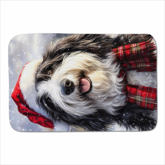 Christmas Bearded Collie Sherpa Blanket