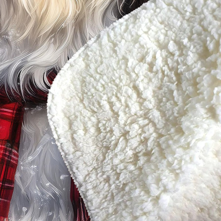 Christmas Bearded Collie Sherpa Blanket
