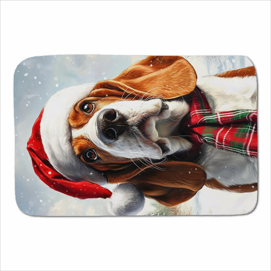Snowy Christmas Bassett Hound Sherpa Blanket