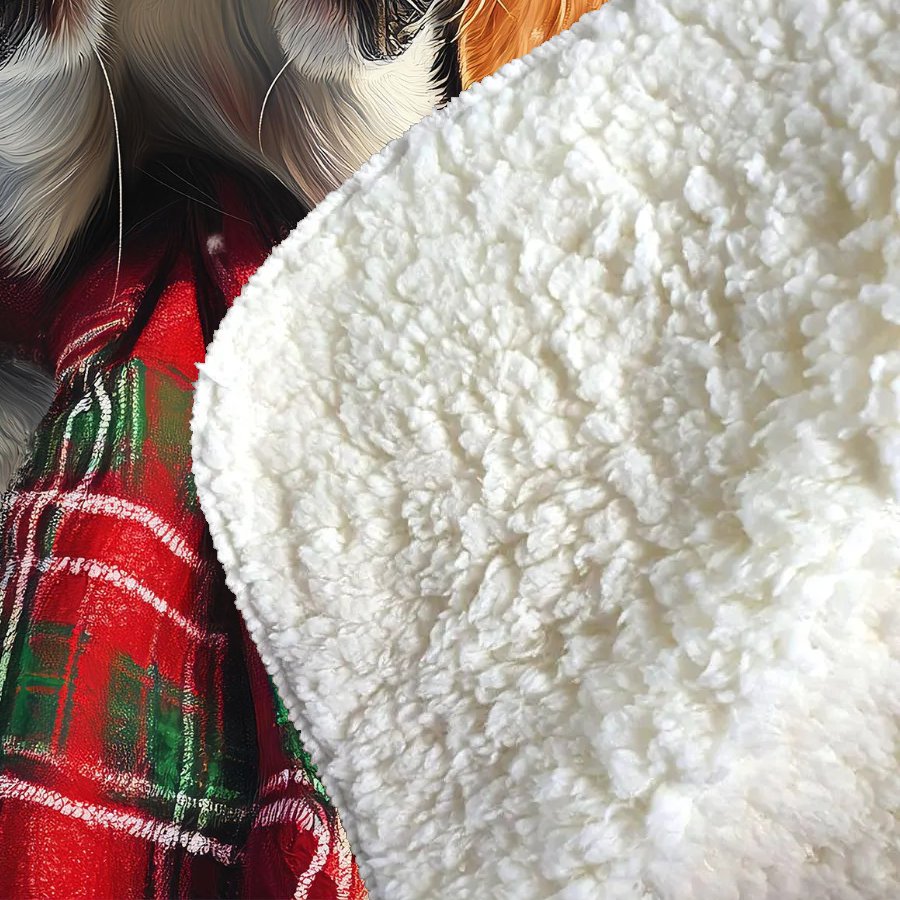 Snowy Christmas Bassett Hound Sherpa Blanket