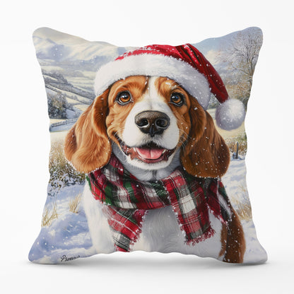 Christmas Bassett Hound Cushion