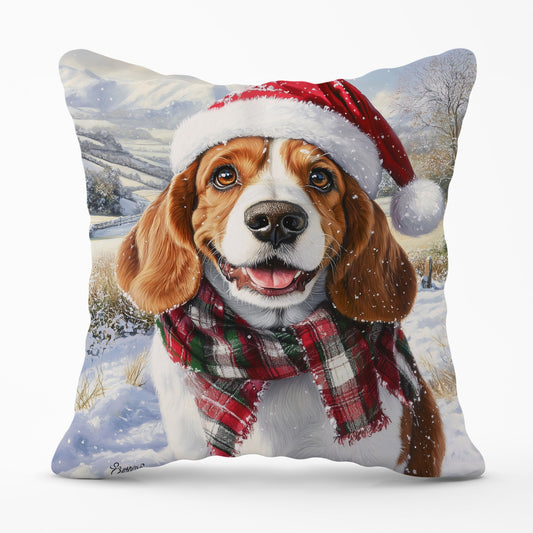 Christmas Bassett Hound Cushion