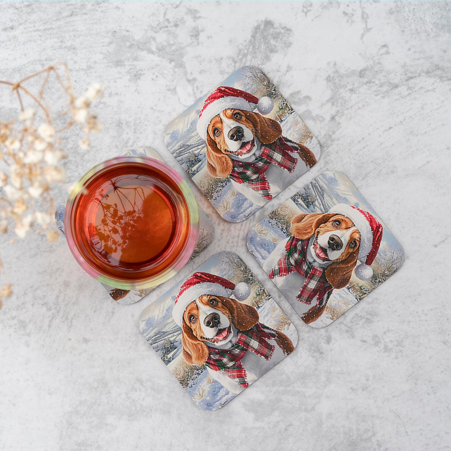Christmas Bassett Hound Coasters