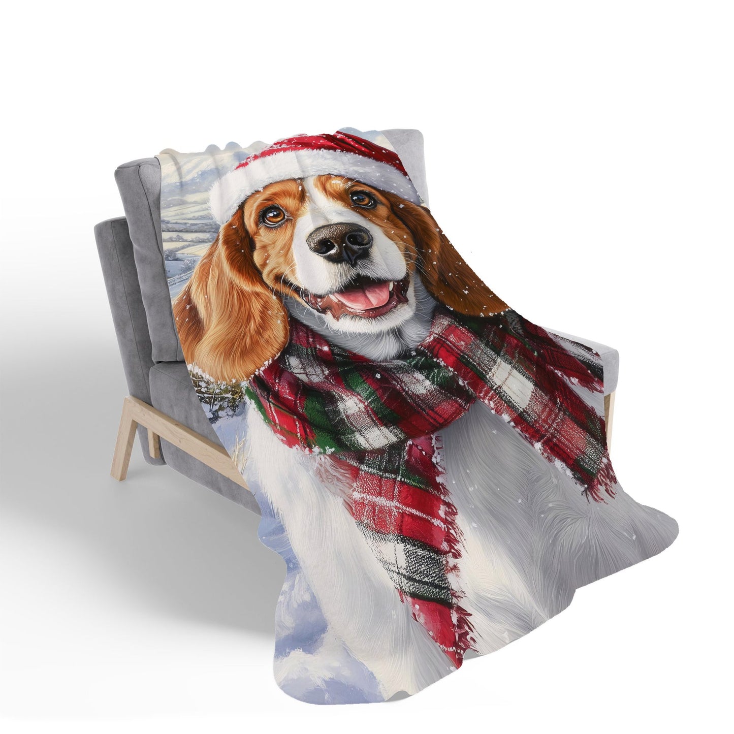 Christmas Bassett Hound Sherpa Blanket