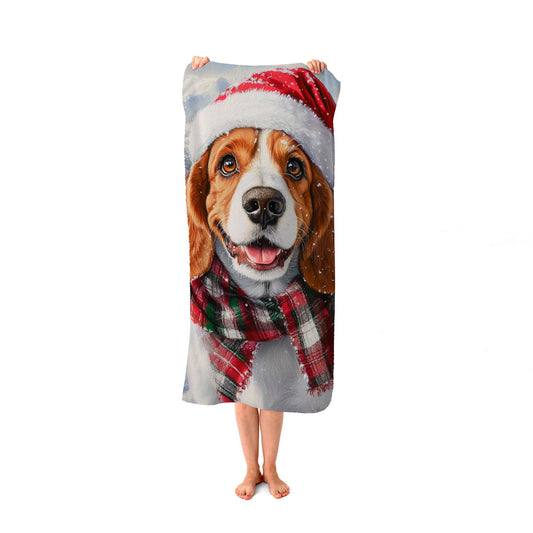 Christmas Bassett Hound Beach Towel