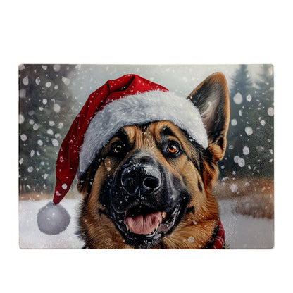 Christmas Alsatian Glass Chopping Board