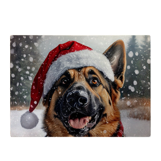 Christmas Alsatian Glass Chopping Board