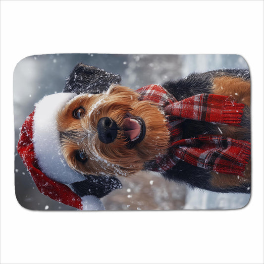 Christmas Airedale Terrier Sherpa Blanket